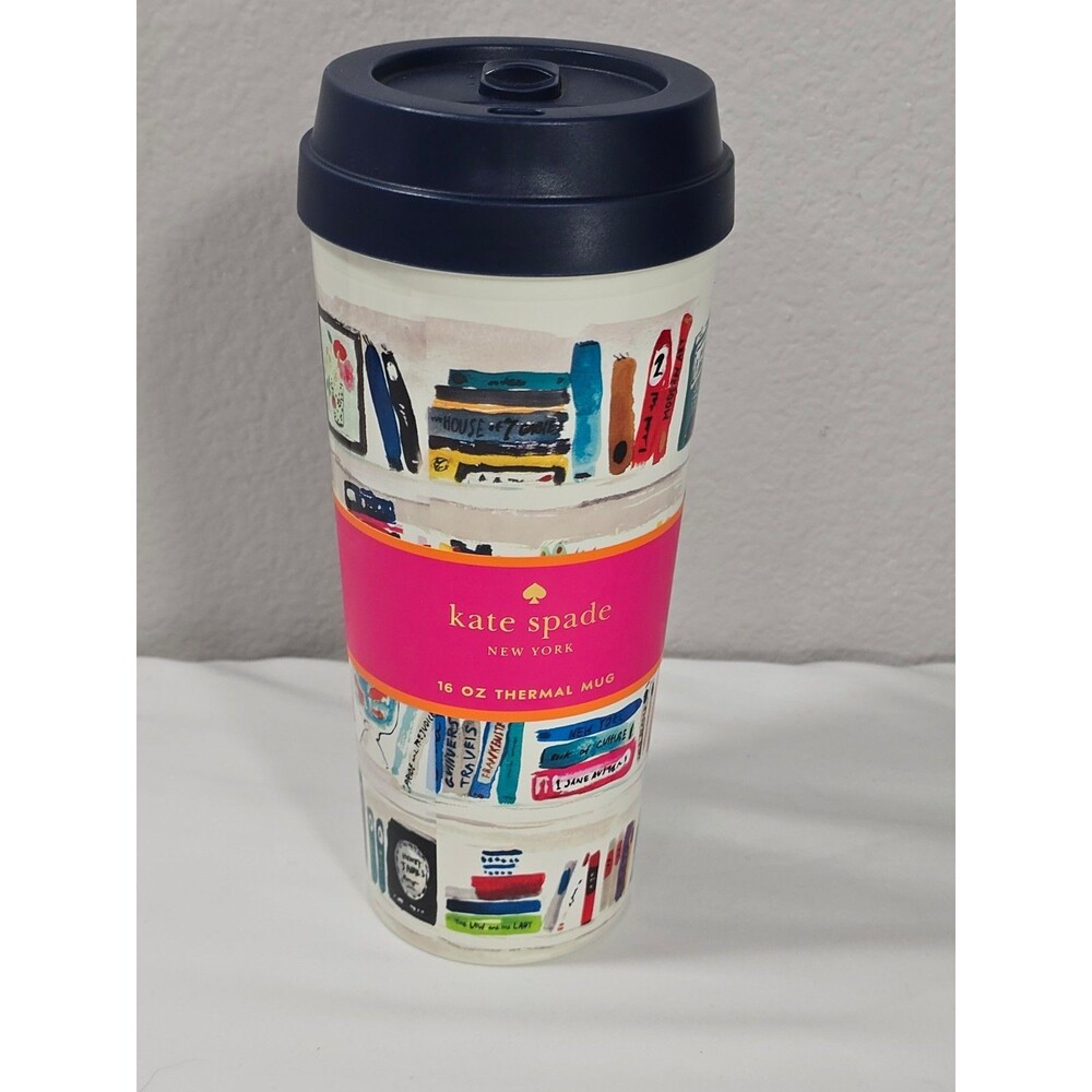 Kate Spade Tumbler 16oz "Like A Book" Book Lover Insulated Travel Mug NEW unused